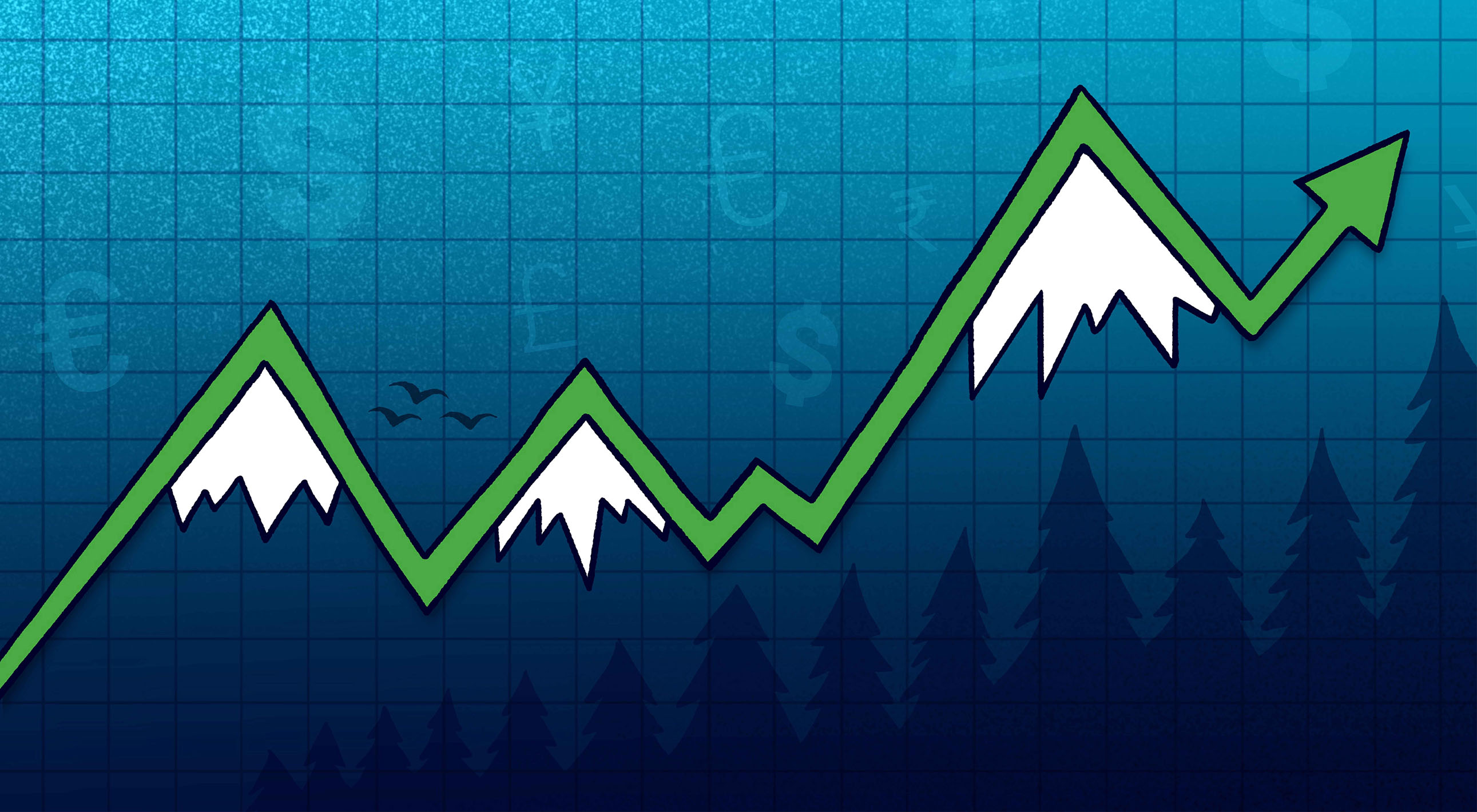 Graphic of a chart in the shape of mountains.