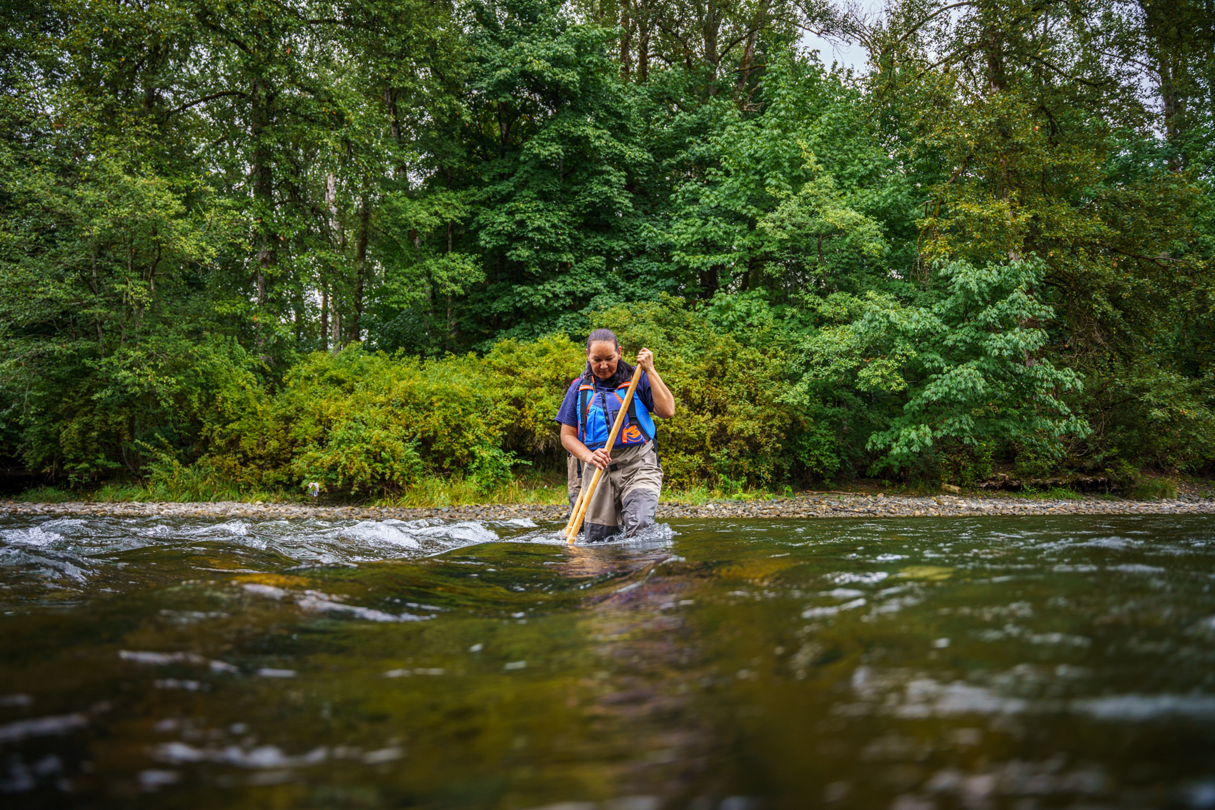 Person working in a river